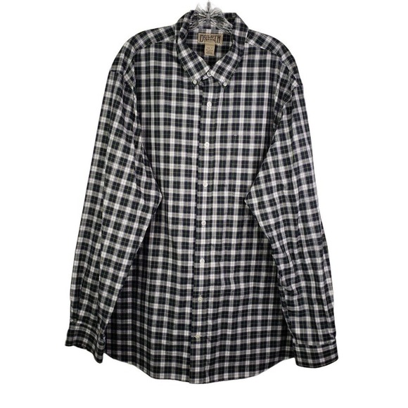 Duluth Trading Co Mens 2XLT Plaid Cotton Shirt Tall Button Long Sleeve Blue - Picture 2 of 8